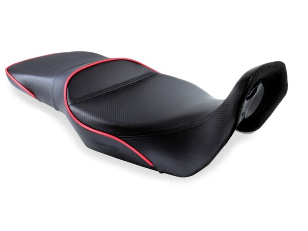 Sargent REVolution & DIY Foam & Cover Kit for the Honda Transalp shown in CFX and red welt REV-695-NS and DIY-695-NS.